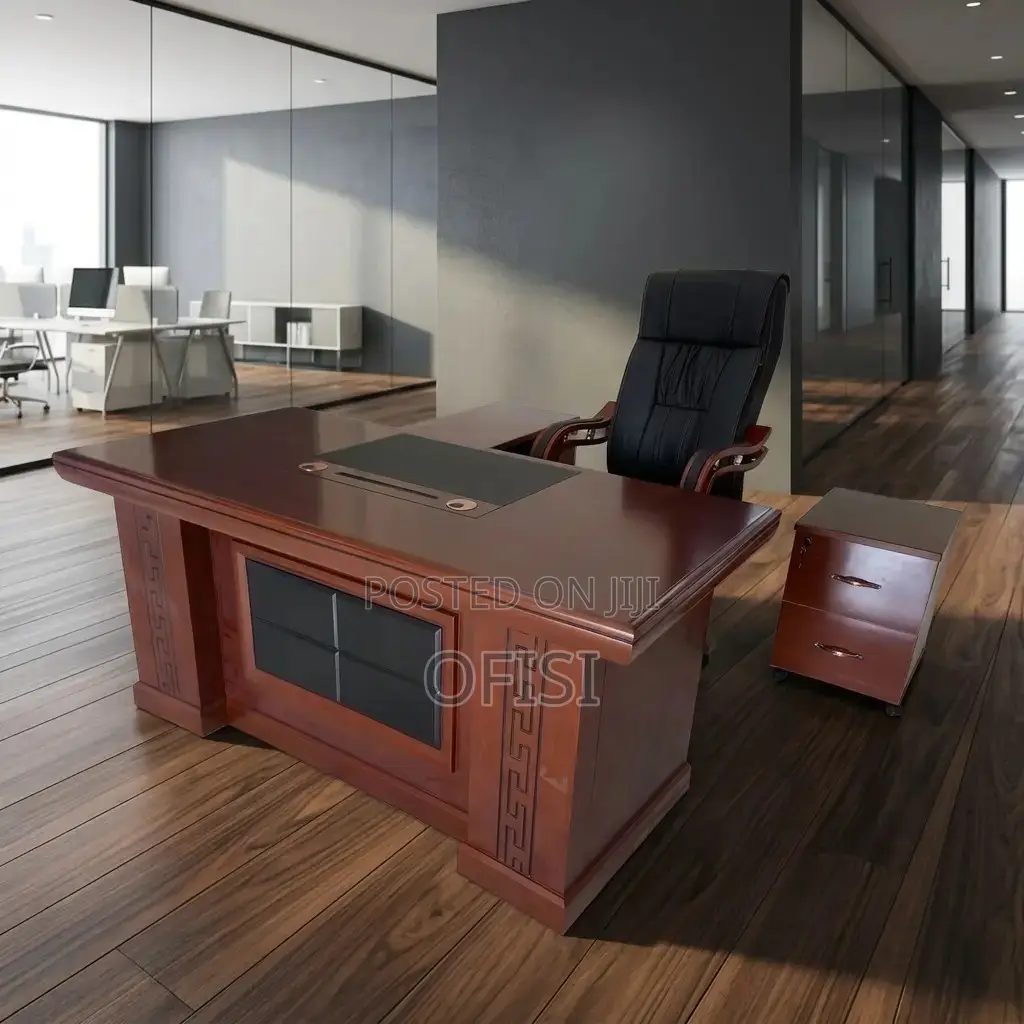 Office Desk; 1.6m L-Shaped Desk With Side Cabinet