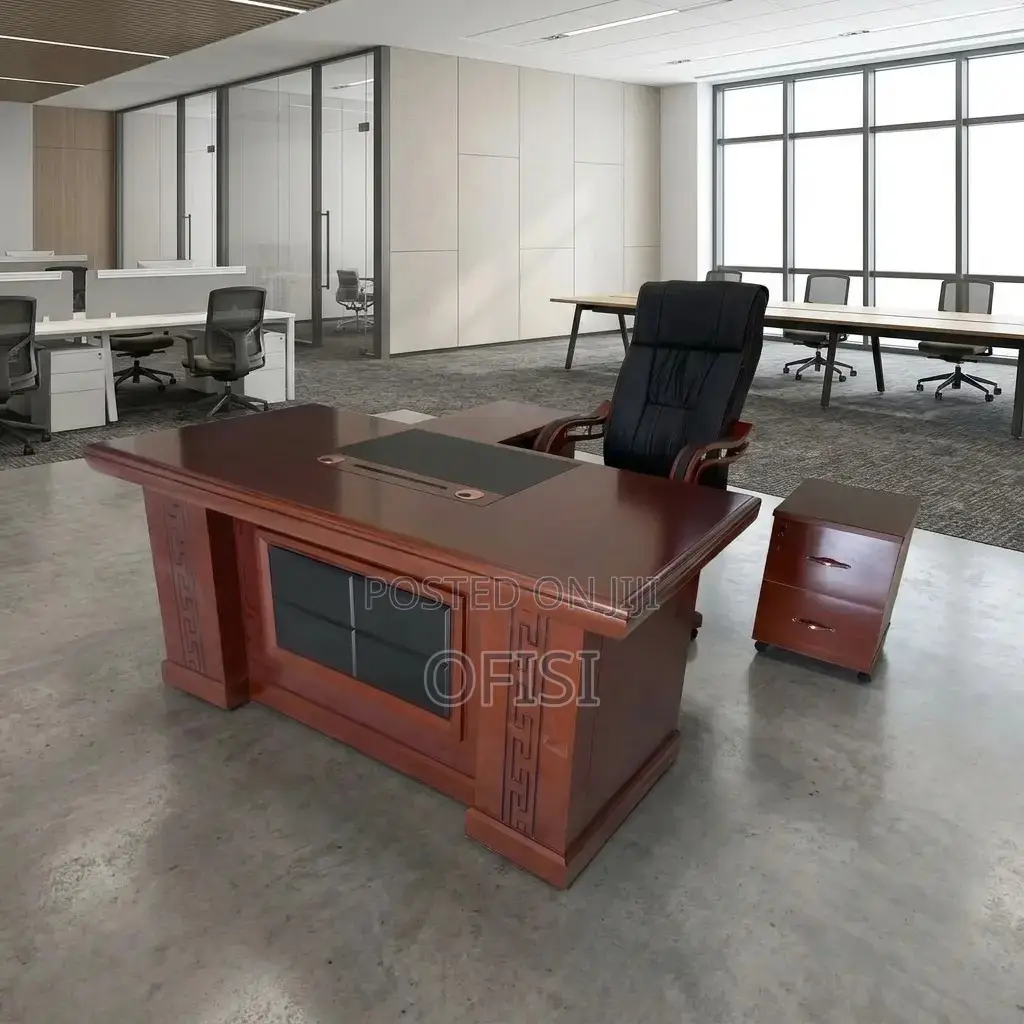 Office Desk; 1.6m L-Shaped Desk With Side Cabinet