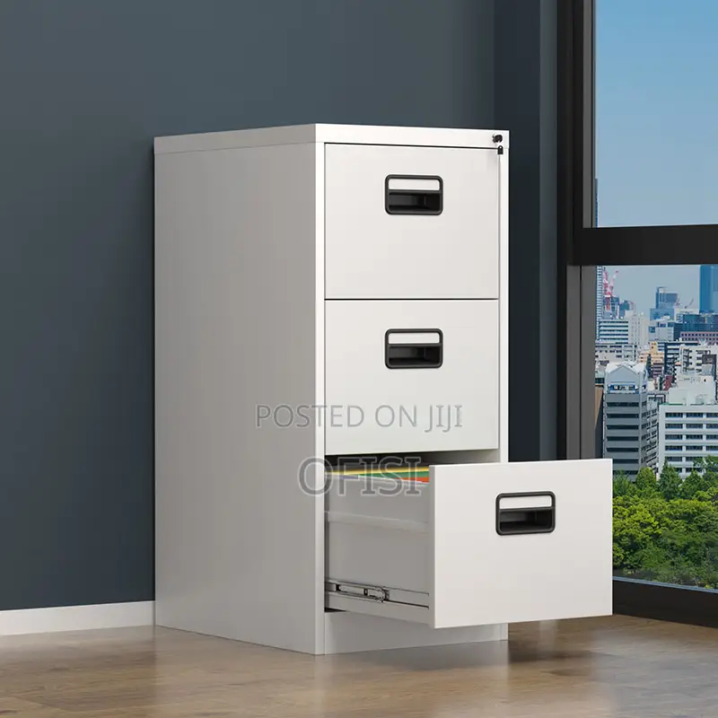 Office Cabinet; Metallic 3 Drawer Filing Cabinet for Office Use