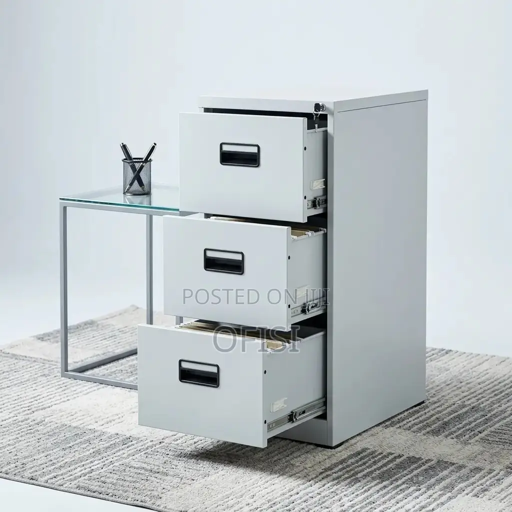 Office Cabinet; Metallic 3 Drawer Filing Cabinet for Office Use