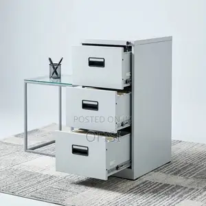 Office Cabinet; Metallic 3 Drawer Filing Cabinet for Office Use