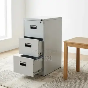 Office Cabinet; Metallic 3 Drawer Filing Cabinet for Office Use