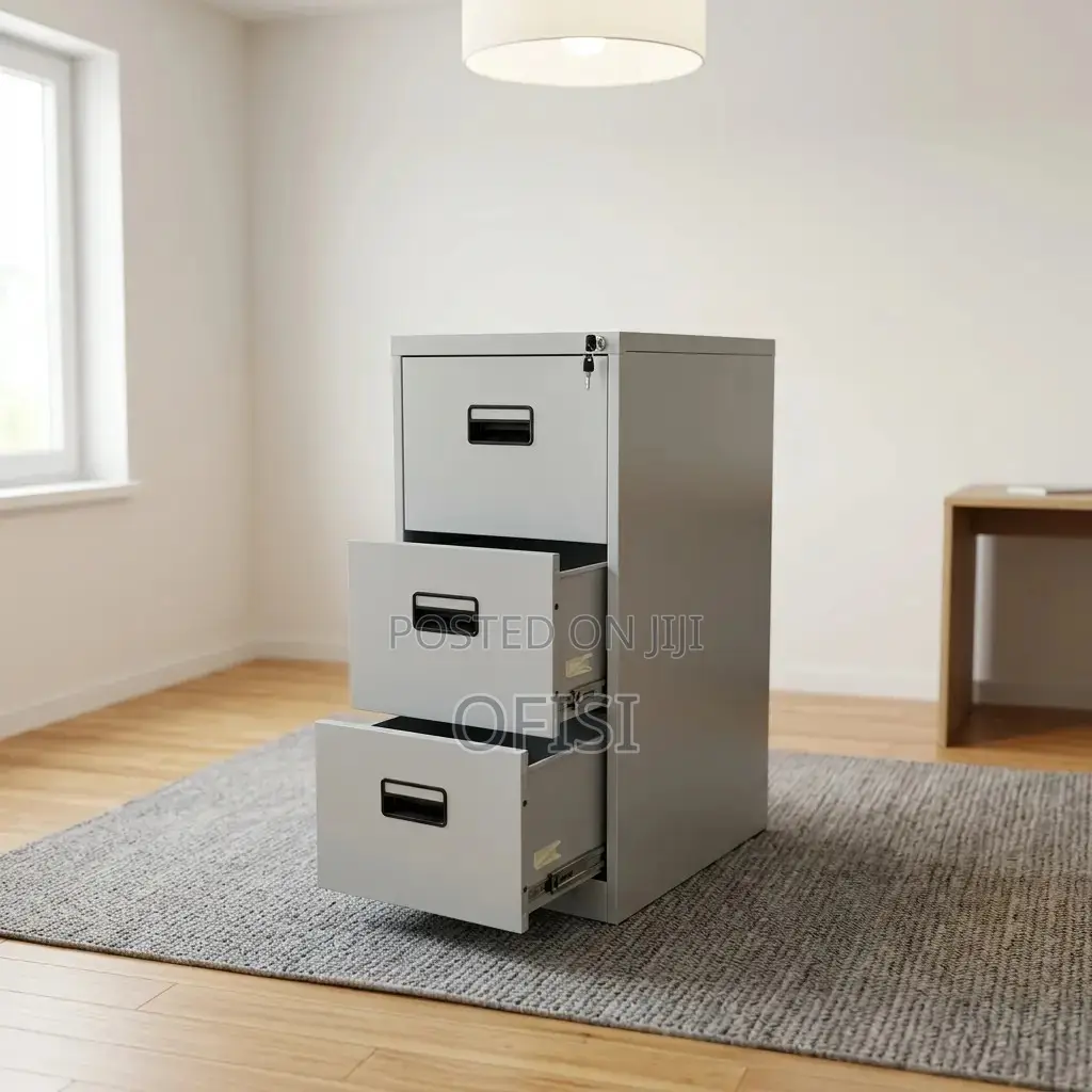 Office Cabinet; Metallic 3 Drawer Filing Cabinet for Office Use