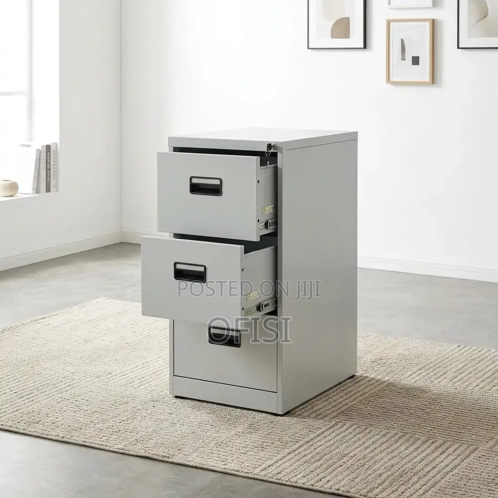 Office Cabinet; Metallic 3 Drawer Filing Cabinet for Office Use