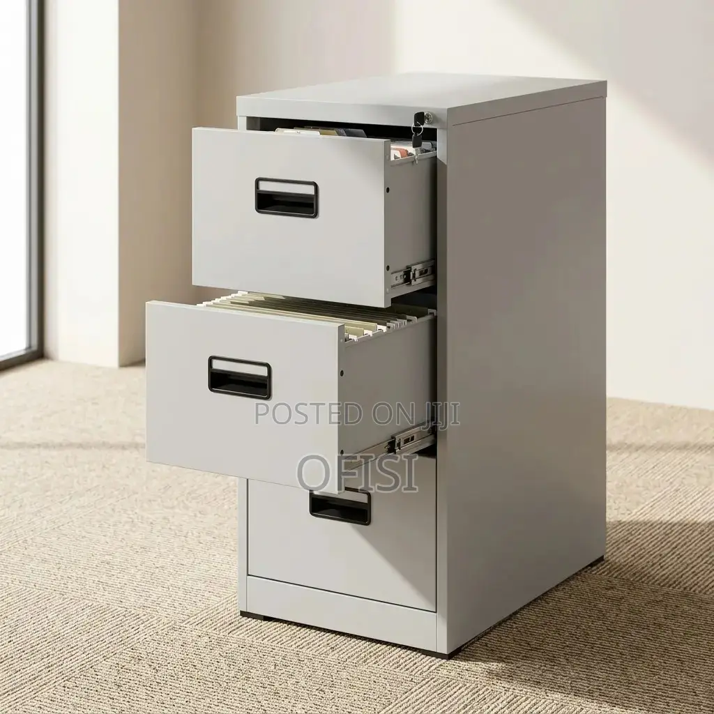 Office Cabinet; Metallic 3 Drawer Filing Cabinet for Office Use