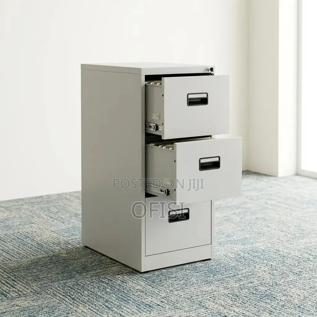 Office Cabinet; Metallic 3 Drawer Filing Cabinet for Office Use