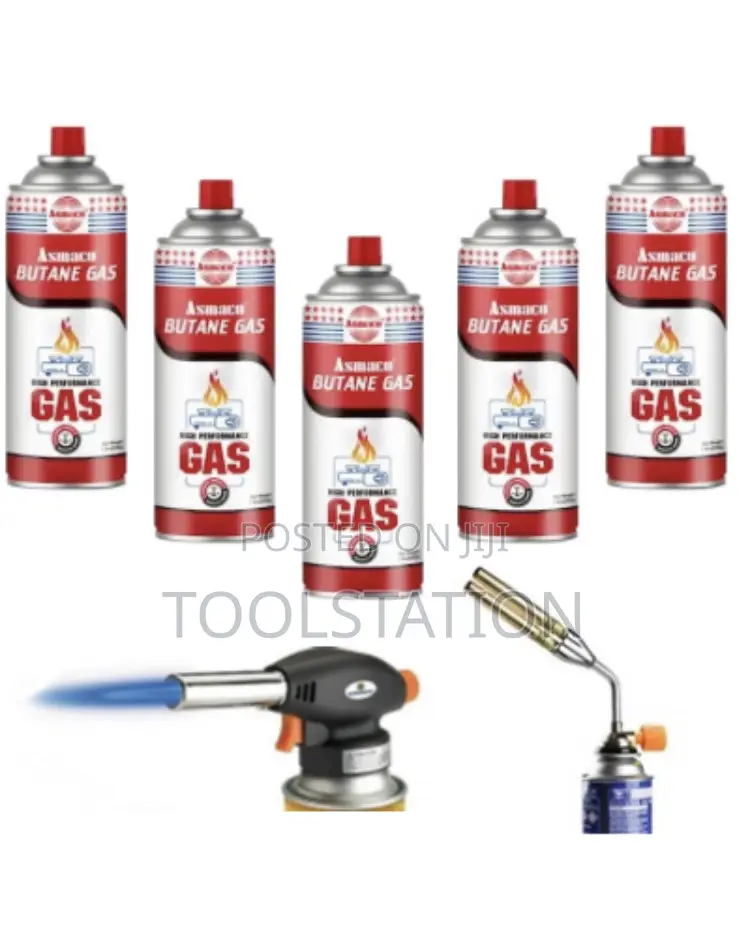 Butane Gas Cannisters 395 Ml Pack of 5 Cannisters Asmaco Brand