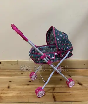 Girls Pretend Foldable Patterned Baby Doll Pram /Doll Stroller