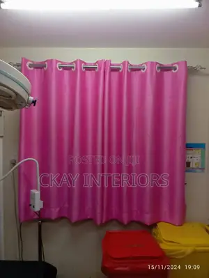 Soft Plain Pink Colour Kids Hospital Room Window Curtains and Sheers