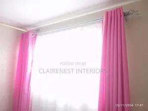 Soft Plain Pink Colour Kids Hospital Room Window Curtains and Sheers
