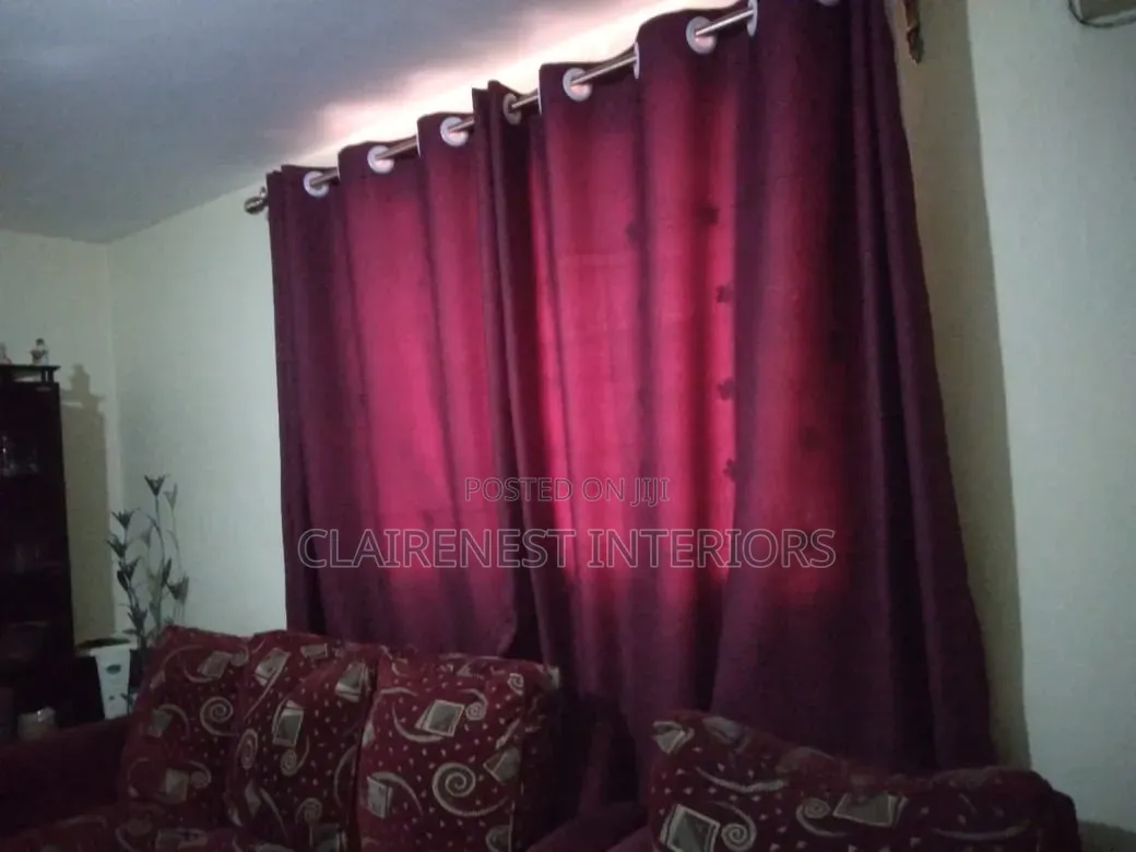 Maroon and Yellow Plain Window Curtains With Eyelates