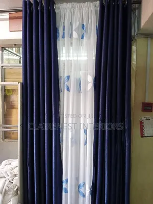 Navy Blue, Black and Yellow Modern Designs Window Curtains