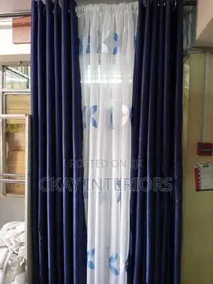 Navy Blue, Black and Yellow Modern Designs Window Curtains
