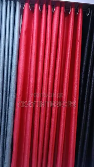 Black and Red Soft Plain Eyelates Window Curtains