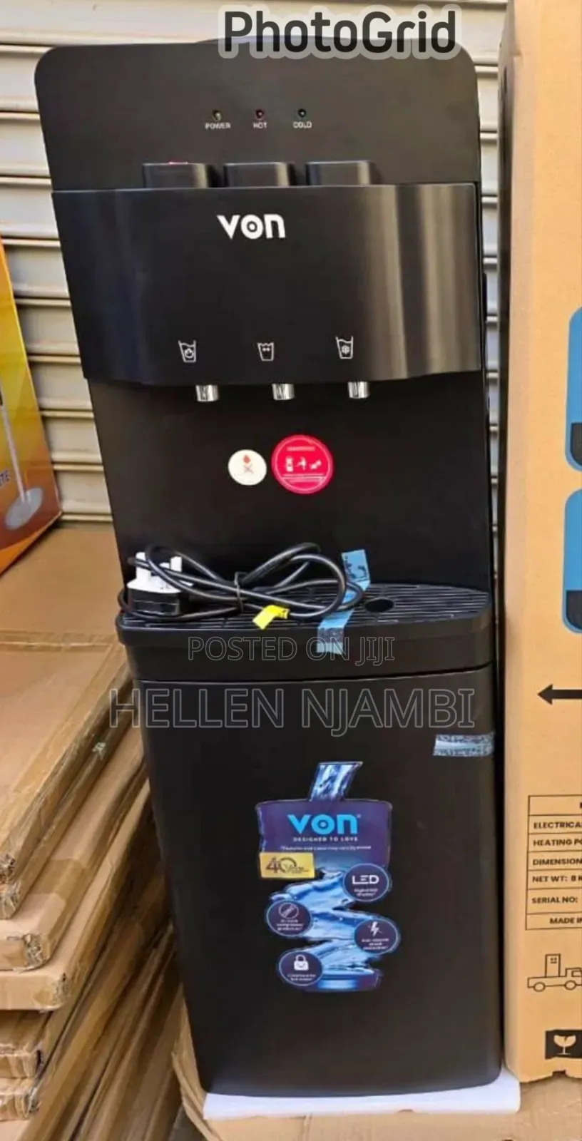 Von Hot Normal and Cold 3 Taps Dispenser(black)