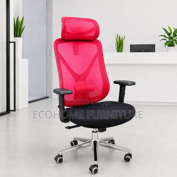 Premium Ergonomic High-Back Mesh Office Chair – Red