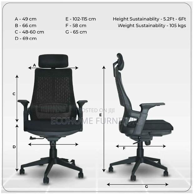 Executive Ergonomic High-Back Mesh Office Chair With Headrest - thumbnail 2