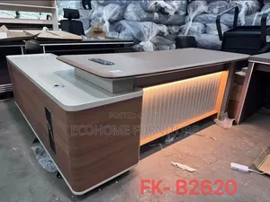 Premium Executive Office Desk With Side Cabinet LED Front Panel