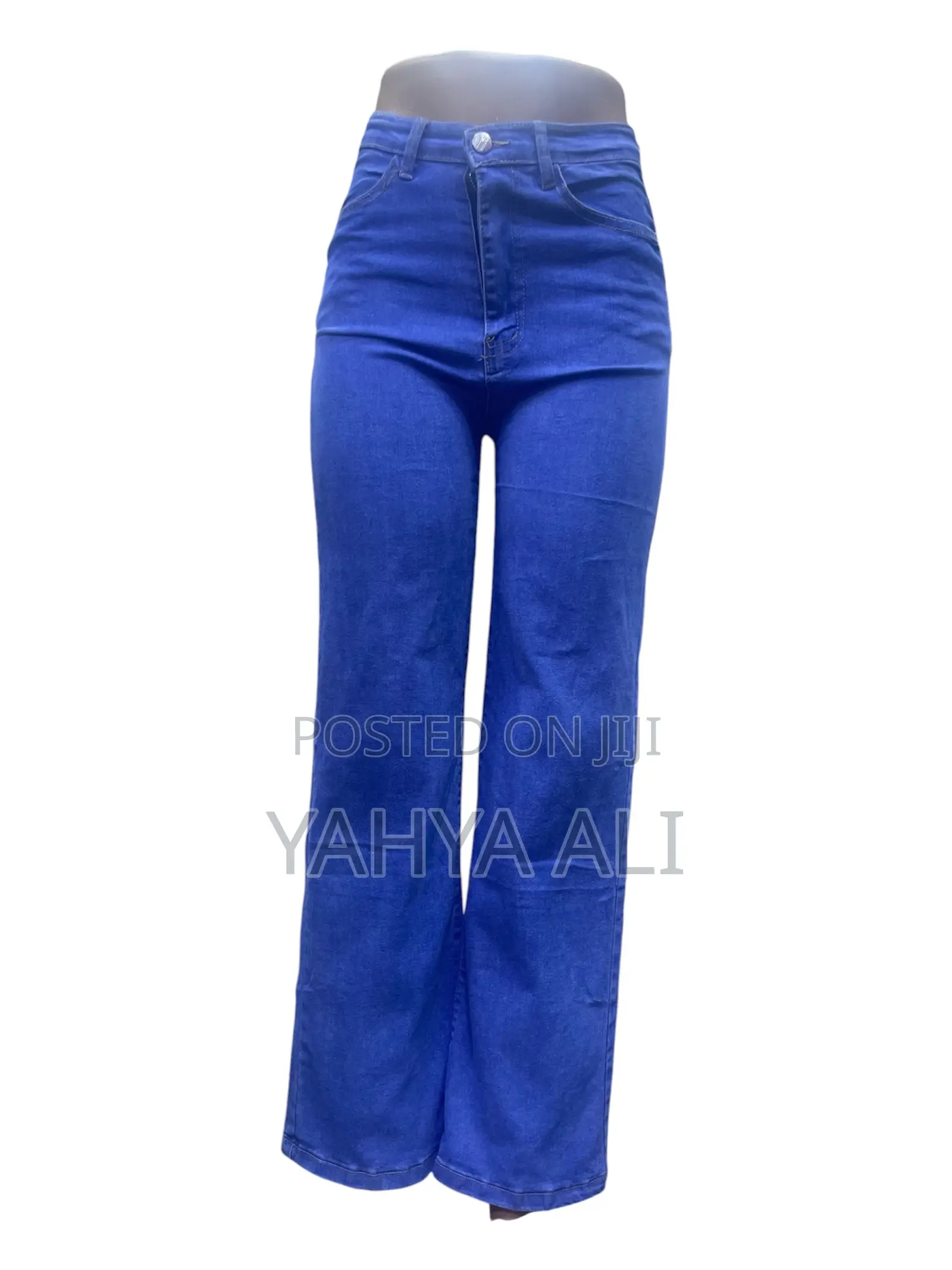 Women's High-Waist Plain Black Wide-Leg Denim Jeans