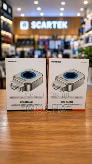 Porodo Auto Release Smart Auto-Cutoff Charging Adapter