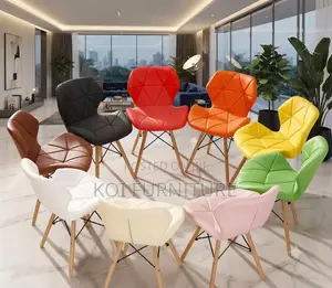 Dining Chairs; Leather Modern Eames Butterfly Chairs With Wooden Legs