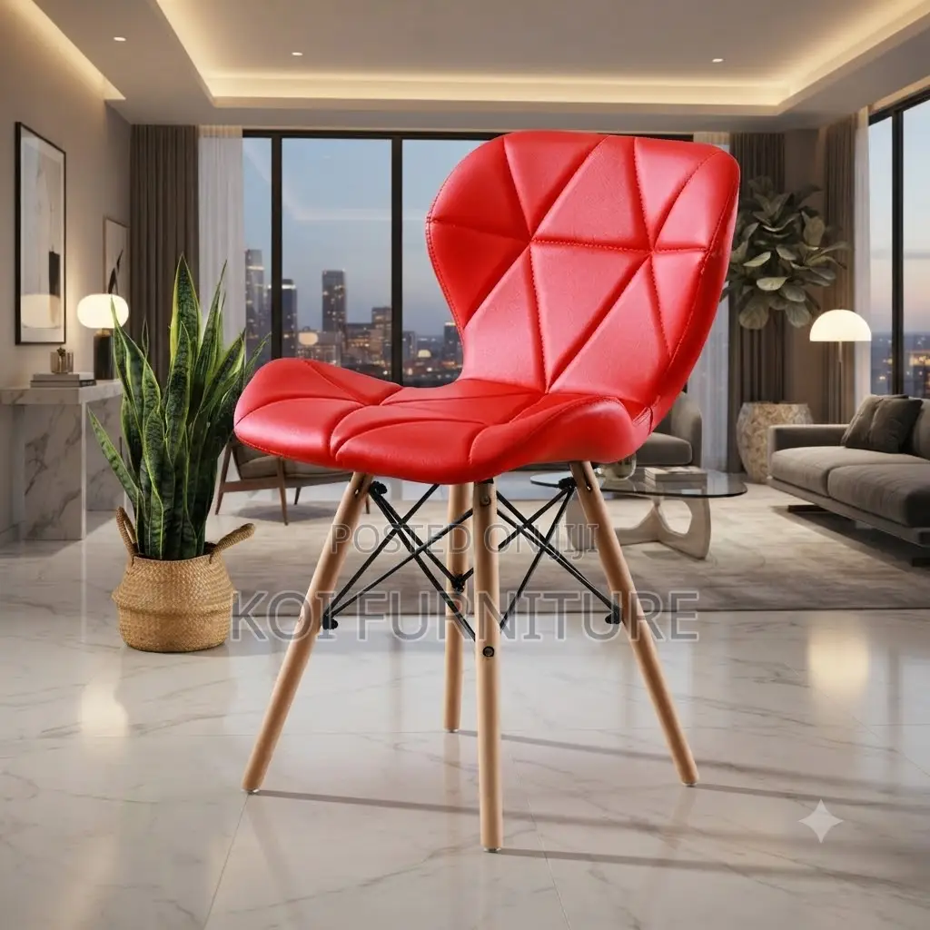 Dining Chairs; Leather Modern Eames Butterfly Chairs With Wooden Legs