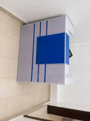 Modern Office Reception Desk- White Blue