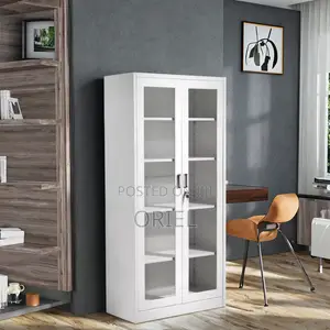 Office Cabinet : 2-Door Full Glass Lockable Cabinet