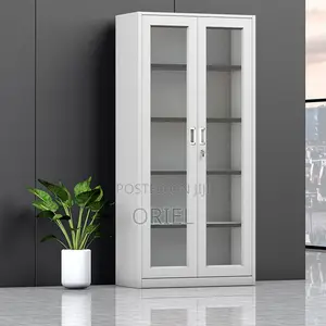 Office Cabinet : 2-Door Full Glass Lockable Cabinet