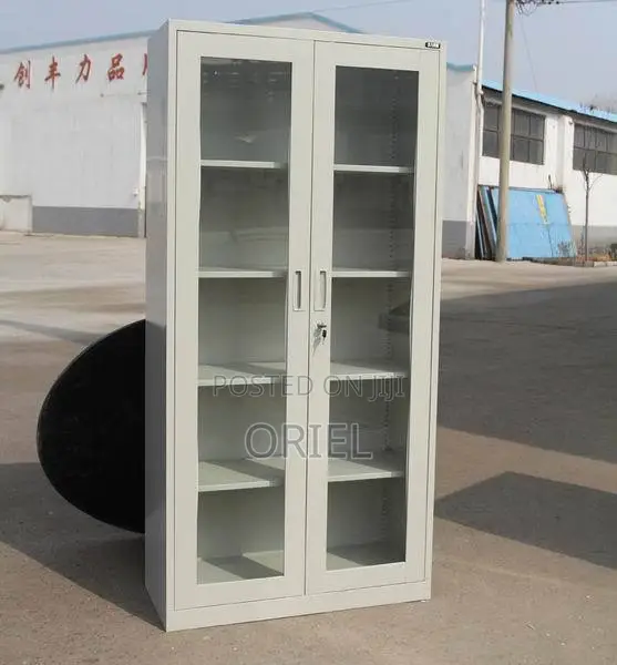 Office Cabinet : 2-Door Full Glass Lockable Cabinet
