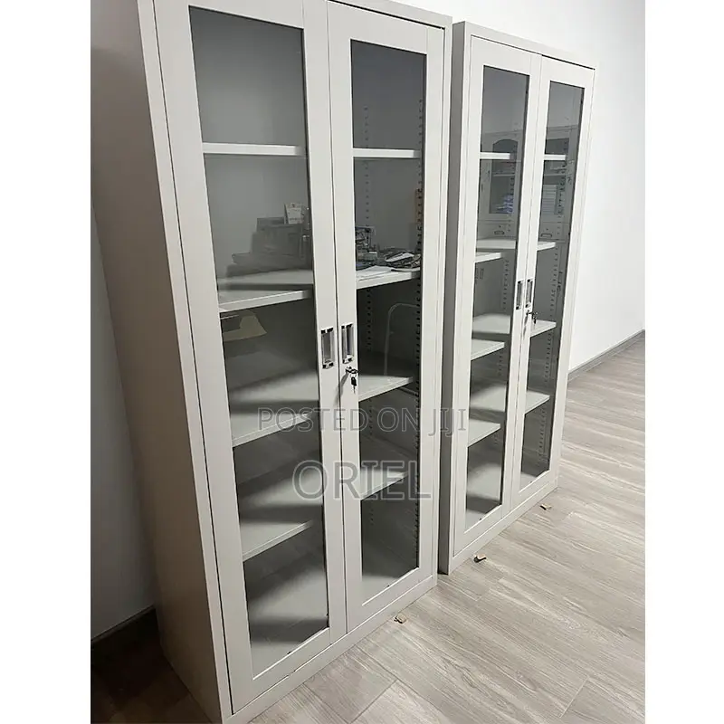 Office Cabinet : 2-Door Full Glass Lockable Cabinet
