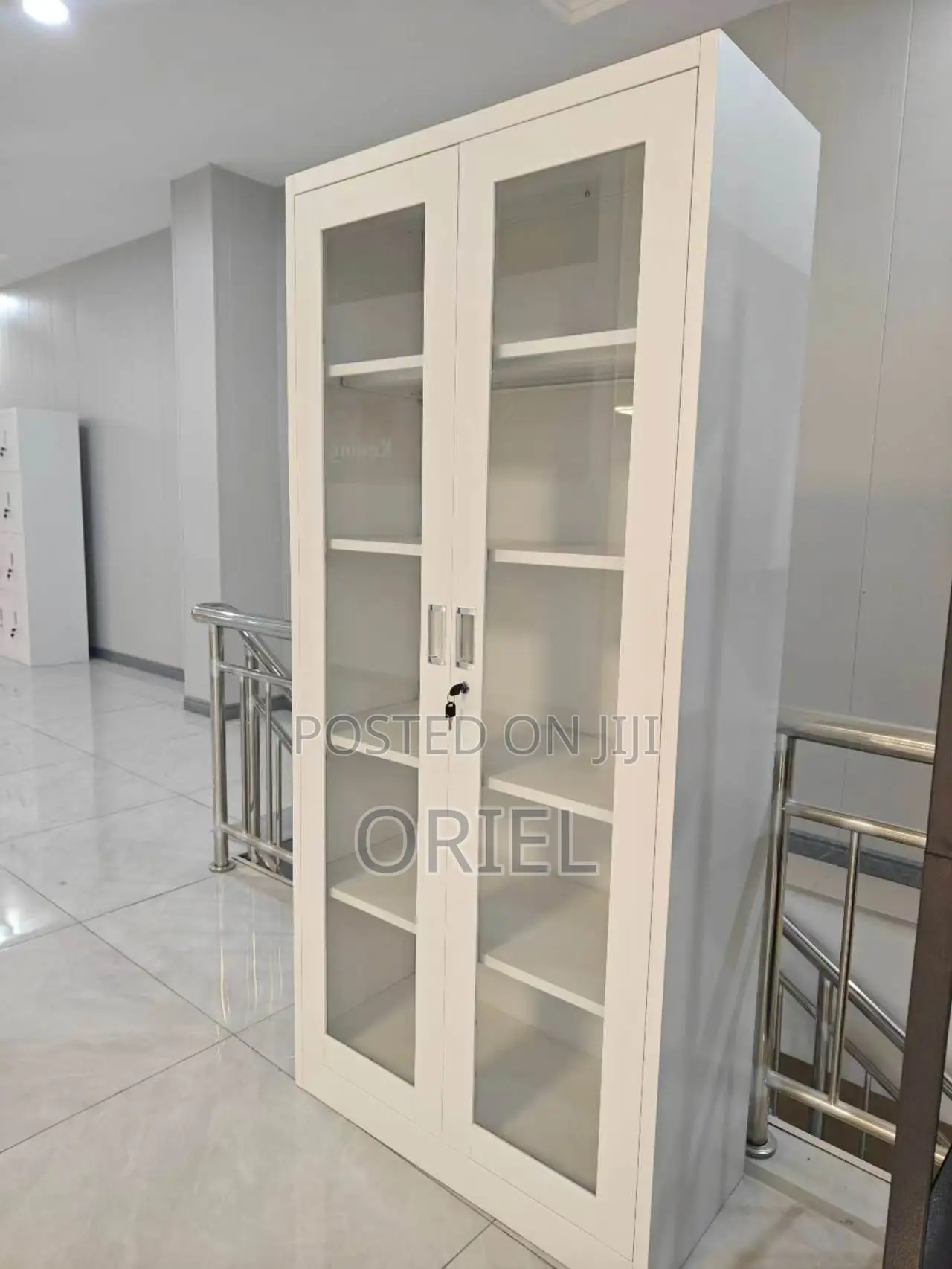 Office Cabinet : 2-Door Full Glass Lockable Cabinet