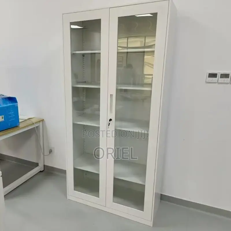 Office Cabinet : 2-Door Full Glass Lockable Cabinet