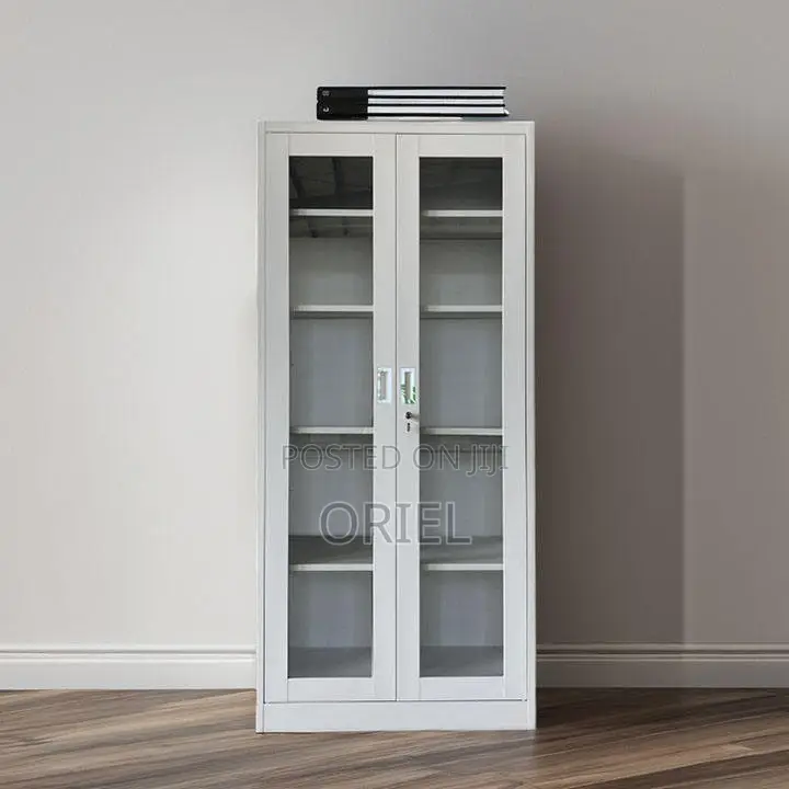 Office Cabinet : 2-Door Full Glass Lockable Cabinet