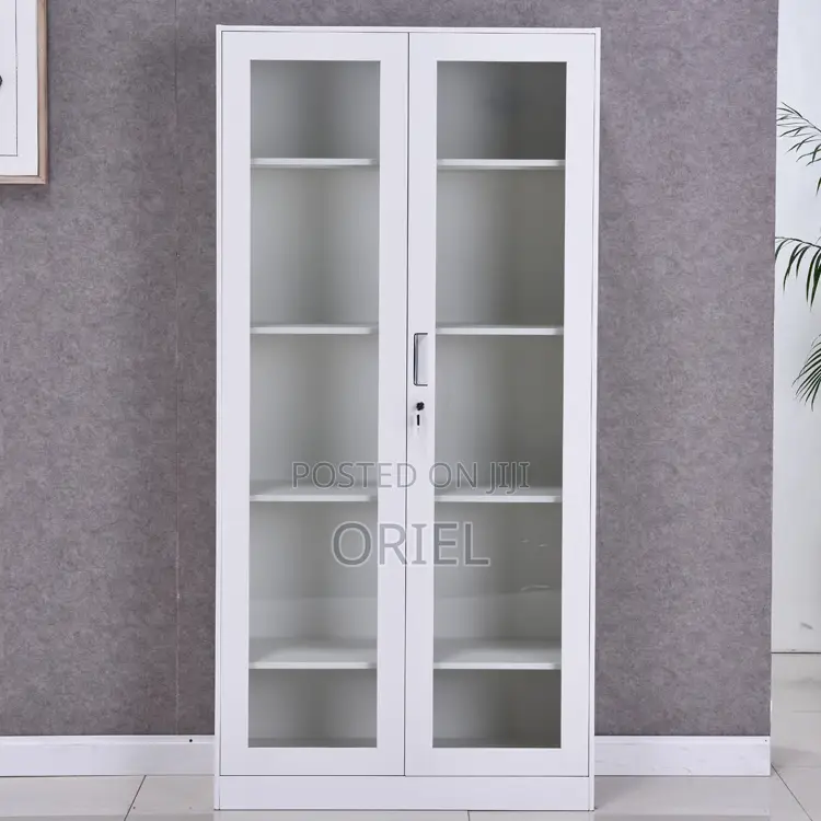 Office Cabinet : 2-Door Full Glass Lockable Cabinet