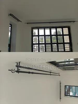 Door and Window Adjustable Chrome Pipe Design 2m Double Curtain Rods