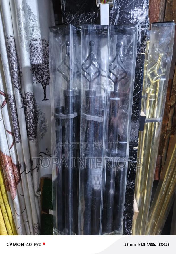 Door and Window Adjustable Chrome Pipe Design 2m Double Curtain Rods - thumbnail 2