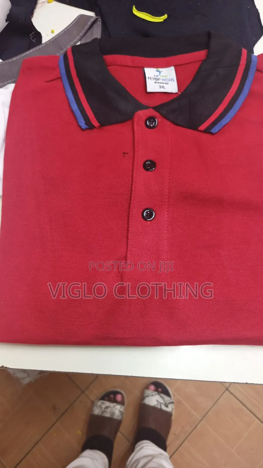 Red Body Black Collar Poloshirts