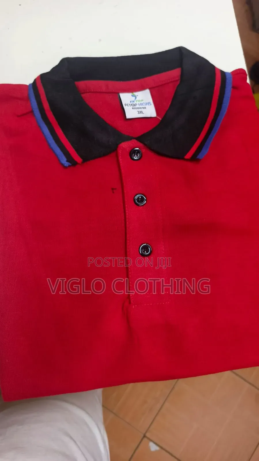 Red Body Black Collar Poloshirts