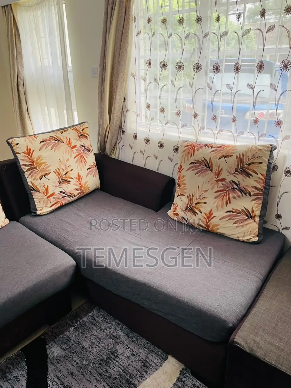 5-Seater L Shaped Couch Together With Side Table