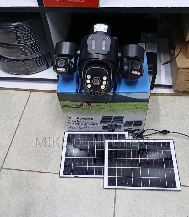 4G Triple Lens Solar CCTV Camera Dual Panel