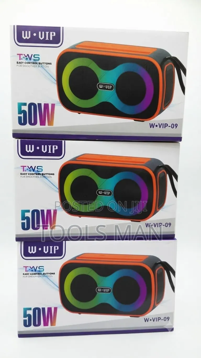 W-Vip 50W Portable Bluetooth TWS Speaker With RGB Lights - W-Vip-09.