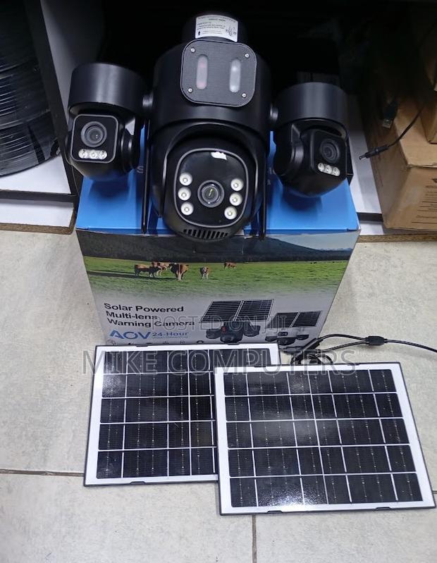 4G Solar CCTV Camera Kenya | Triple Lens 20MP Dual Panel - main view