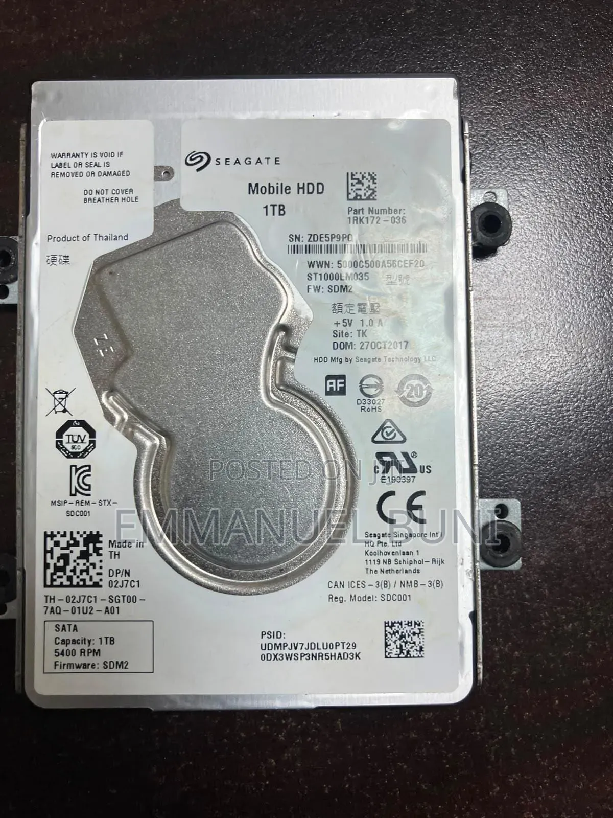 Seagate 1TB Mobile HDD 2.5" SATA 5400RPM Laptop Hard Drive