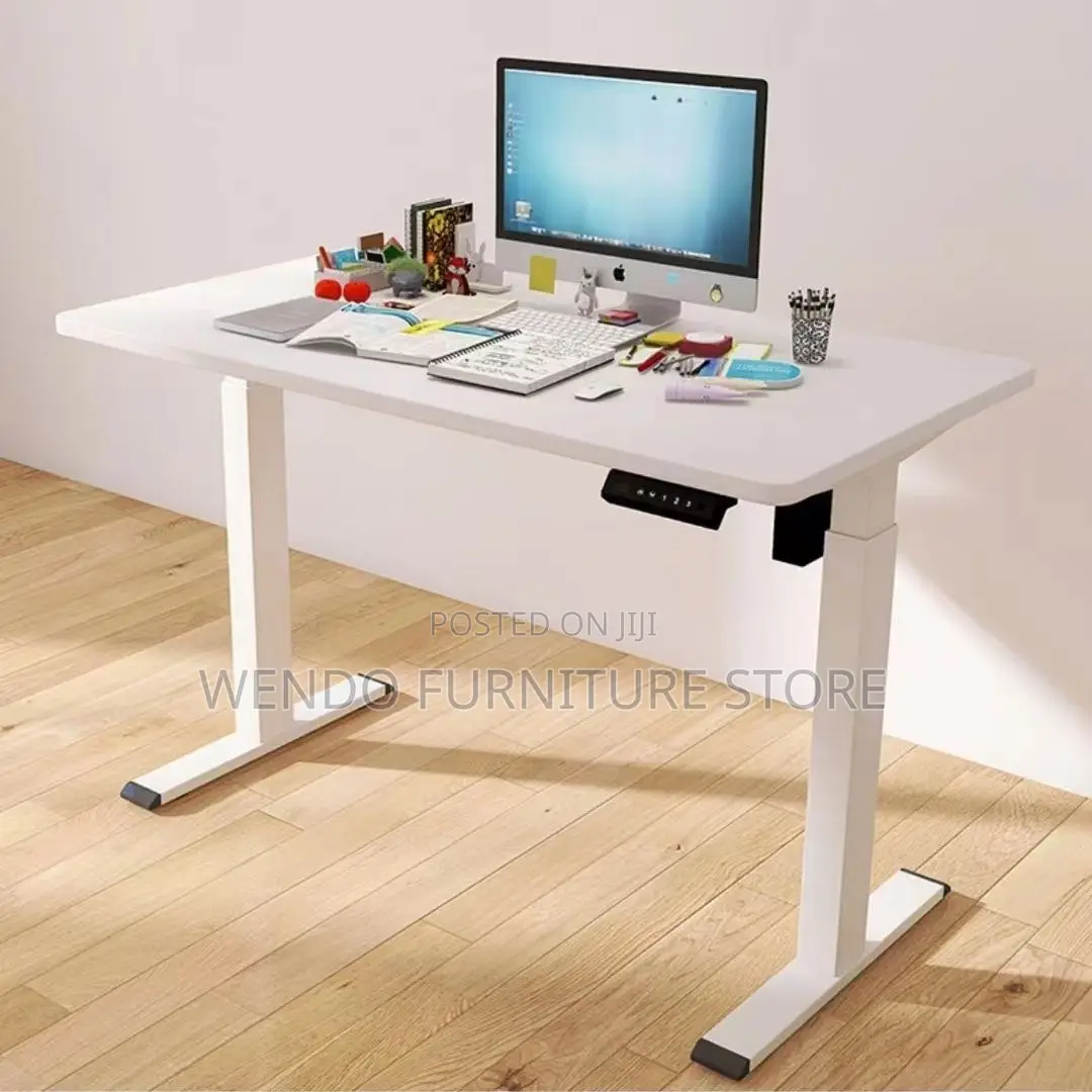 Office Desk; 1.2 Meter White Electric Desk With Flexible Stand Height