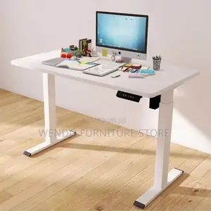 Office Desk; 1.2 Meter White Electric Desk With Flexible Stand Height