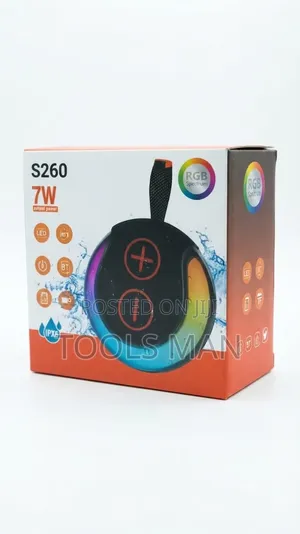 S260 7W Waterproof Portable Bluetooth Speaker With RGB LED Light.