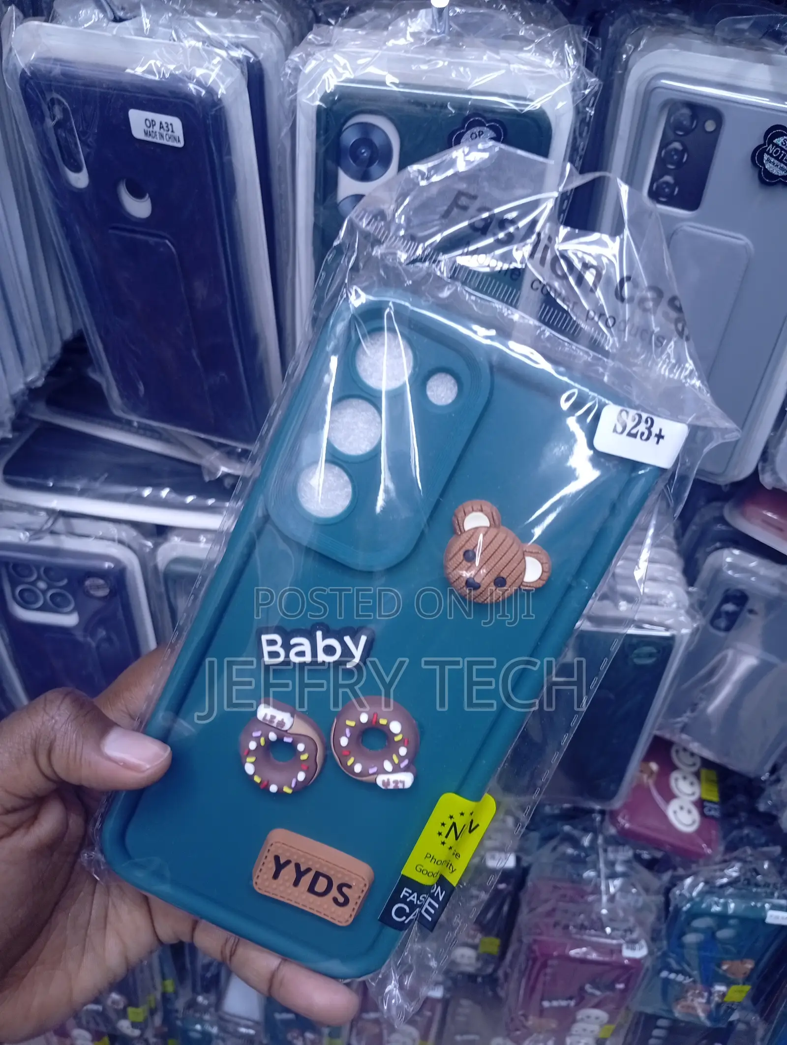 Dark Green Phone Case With a "Baby" Text Decal- Samsung Galaxy A25,
