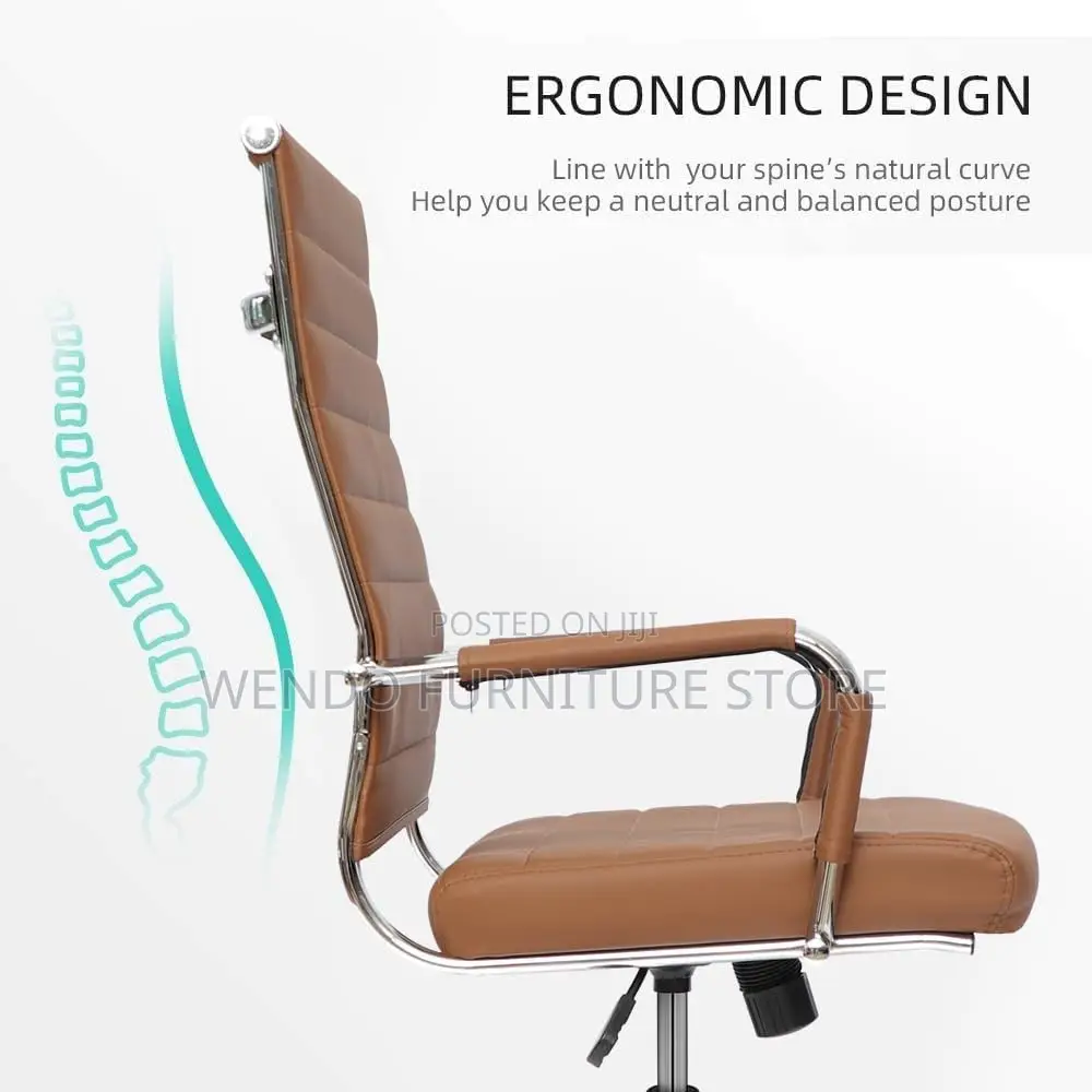 Office Chairs; Executive Office Chairs With Brown Leather Backrest