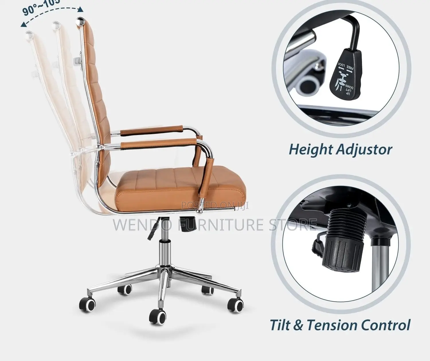 Office Chairs; Executive Office Chairs With Brown Leather Backrest